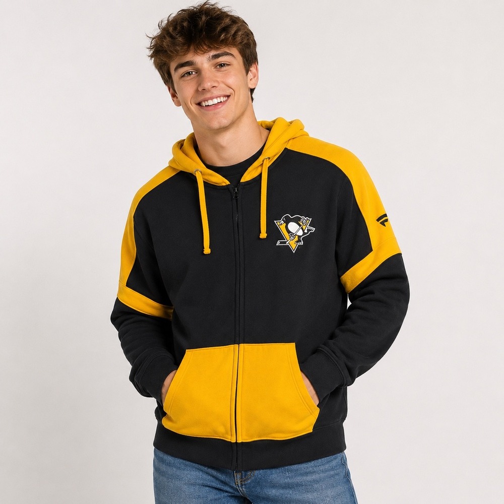 Fanatics NHL Pittsburgh Penguins Kids Black Gold Full Zip Hoodie Sweatshirt S